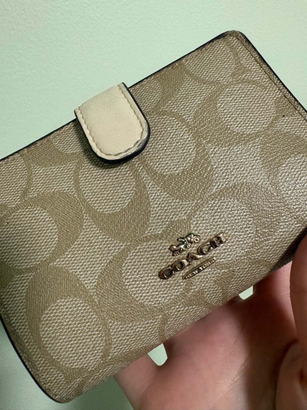 Coach Tan Signature Compact Wallet